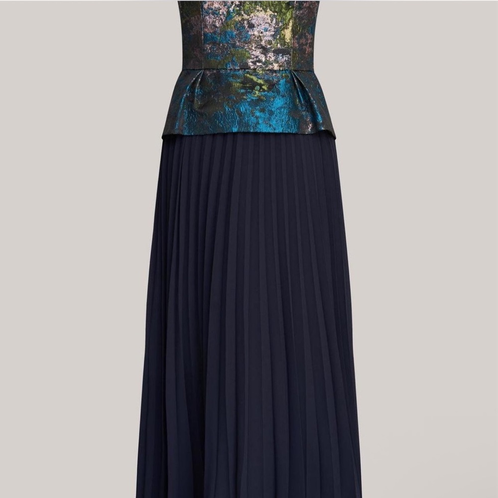 Kay Unger Blue and Black Strapless Maxi Dress - Picture 5 of 7